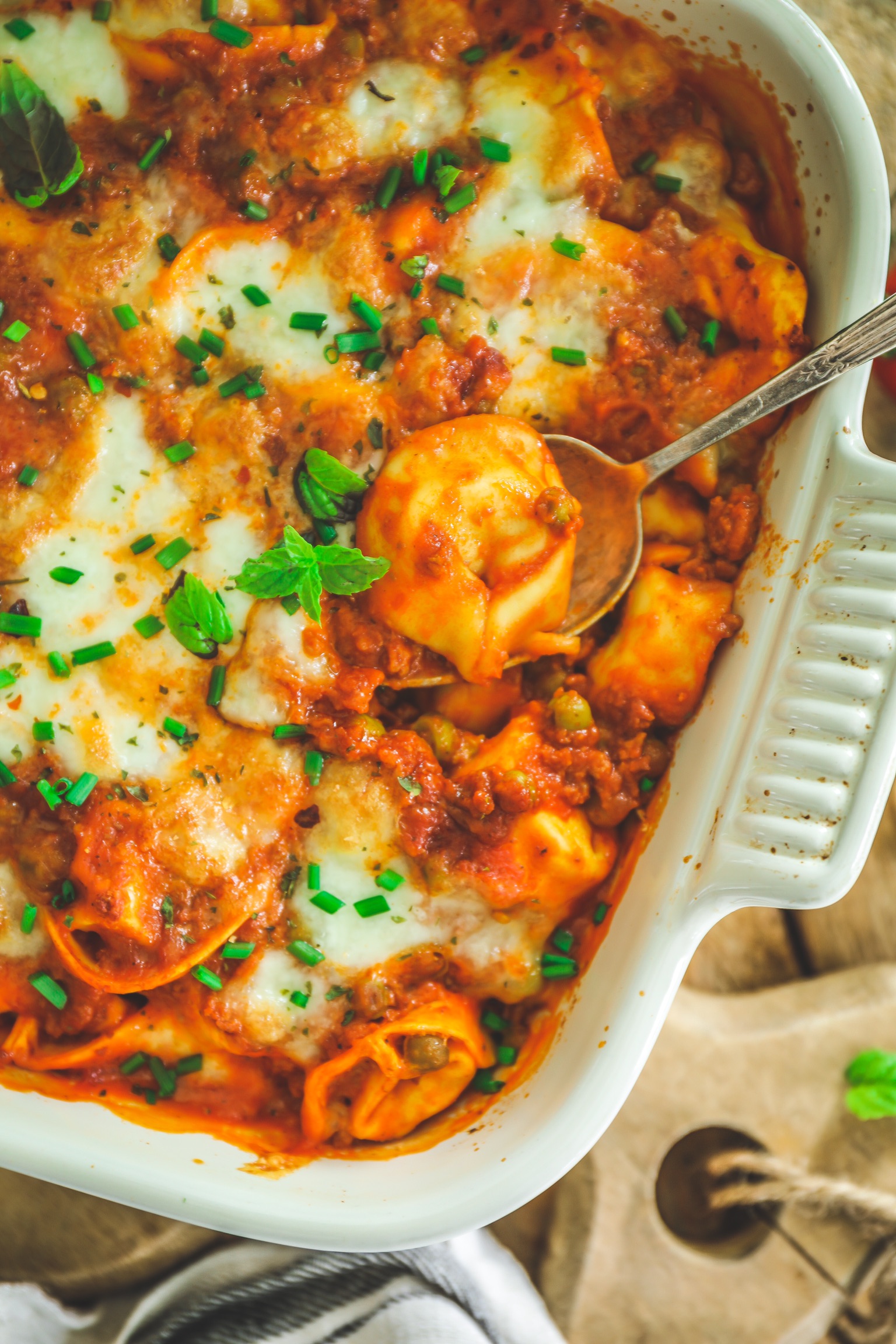 Gratin de tortellini à la bolognaise